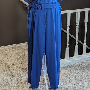NWT Ann Taylor The Belted Paper bag Ankle Pant Blue French Riviera Size 8 reg